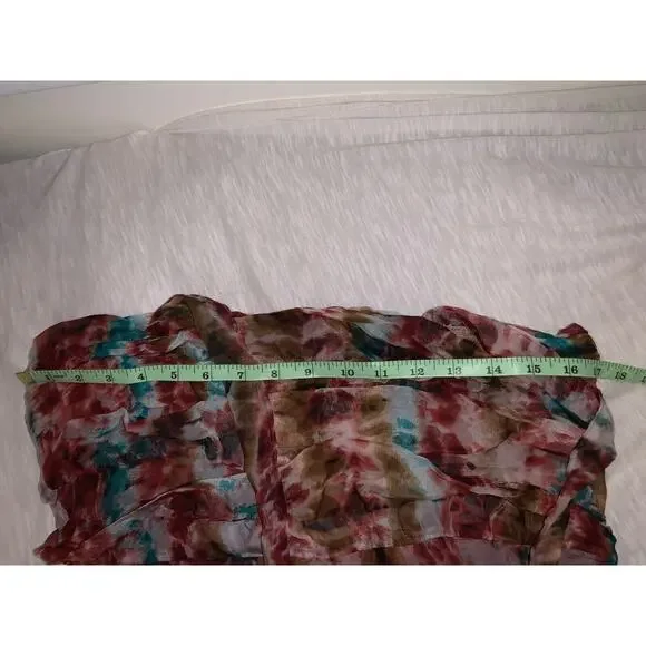 Papillon Y2K Purple Floral Mesh Halter Smock Dress Chiffon Ruffle Size Medium - Picture 8 of 8